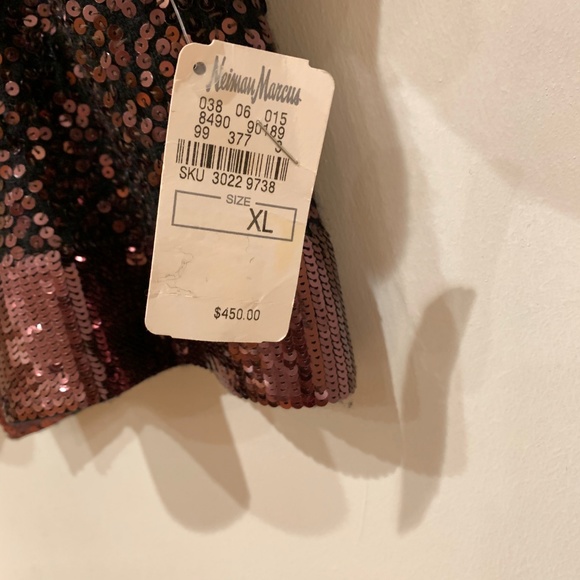 Neiman Marcus 100% Cashmere All Over Sequin Shrug - Picture 5 of 8